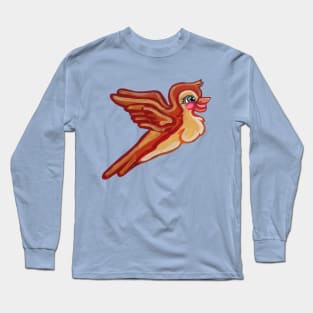 Cute Flying Orange Bird Long Sleeve T-Shirt